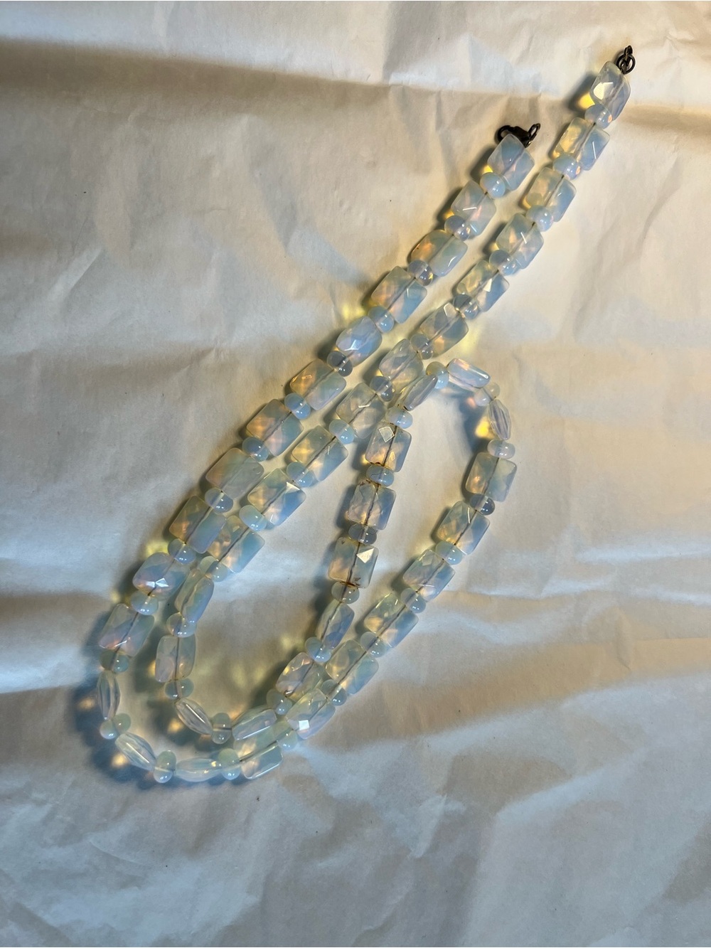 Opalescent Blue/White Beaded Necklace - Women Jewelry 29 inch